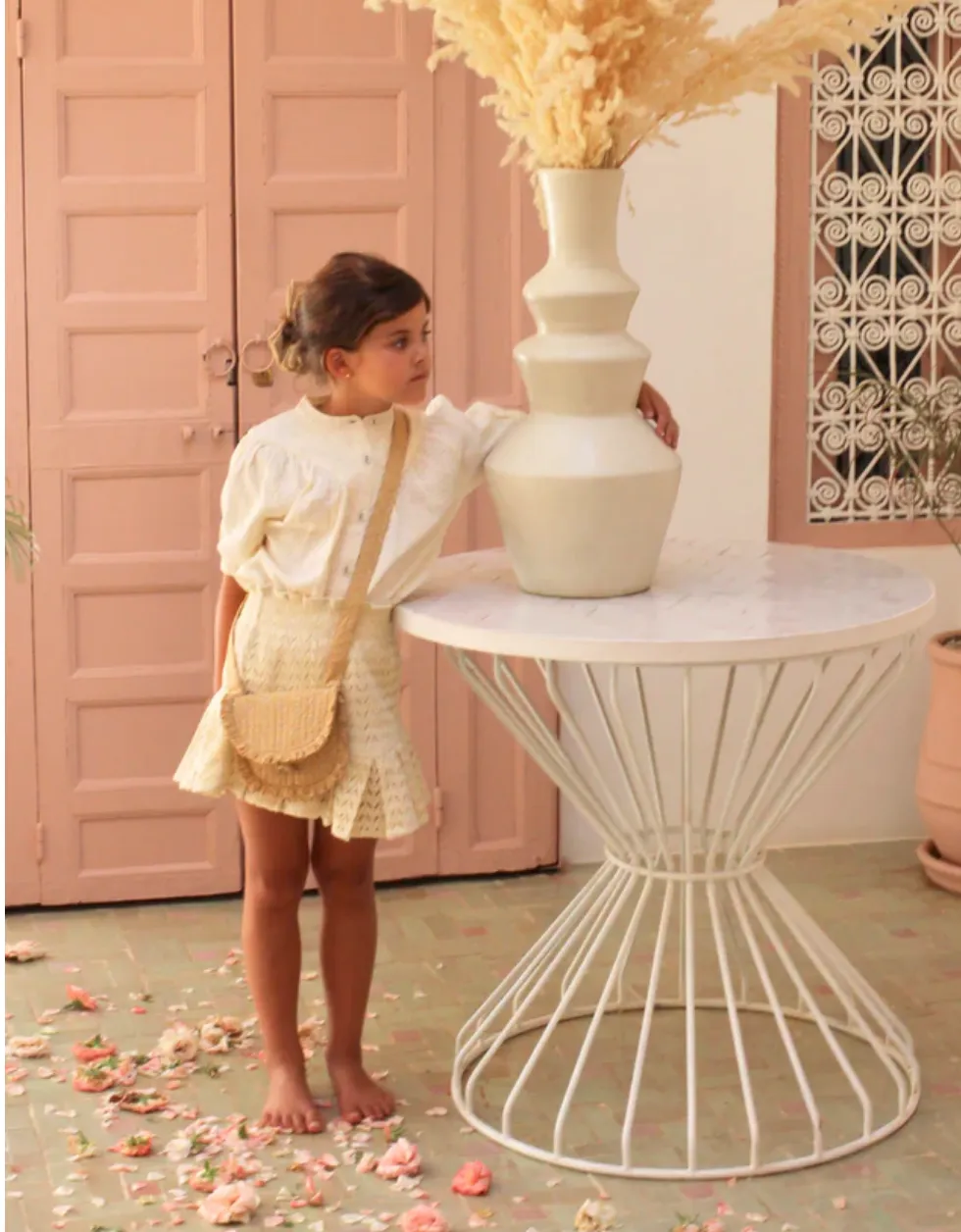 (-50%) set pleated skirt & panty natural lace