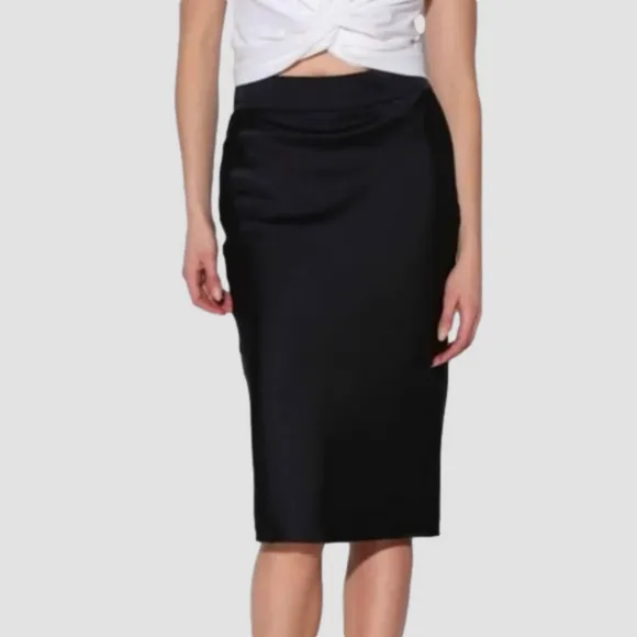 🆕 Walter Baker Daya Black Satin Slip Skirt Size 10