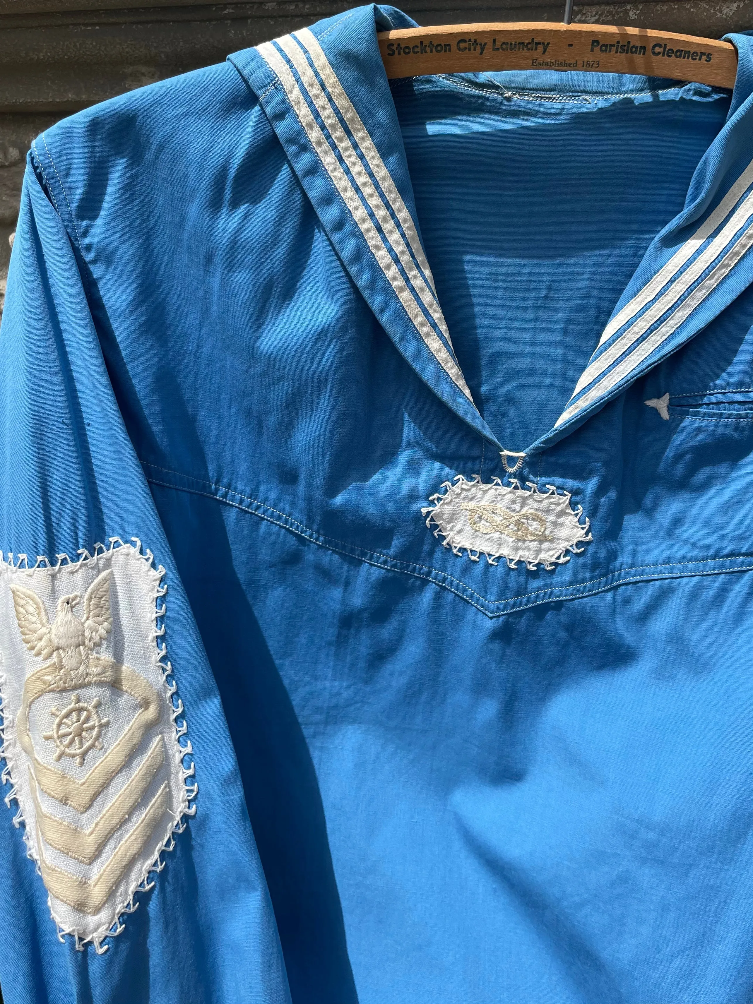 1930s Cornflower Blue Sailor Middy Two Piece Sportswear Ensemble