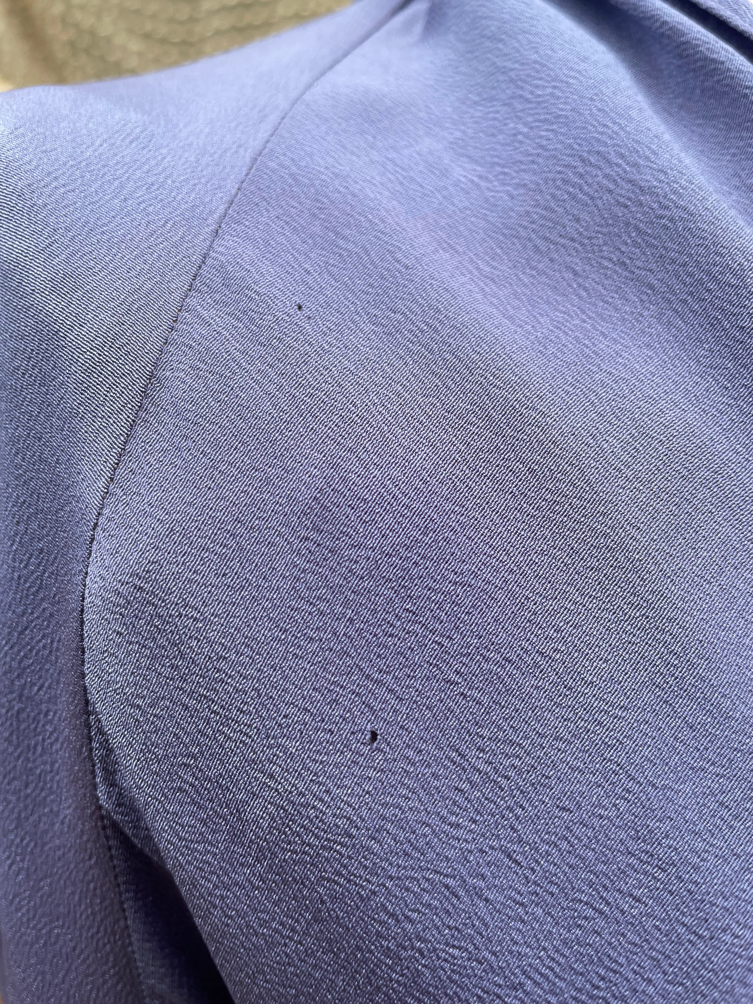 1930s Periwinkle Rayon Crepe Balloon Sleeve Midi Dress