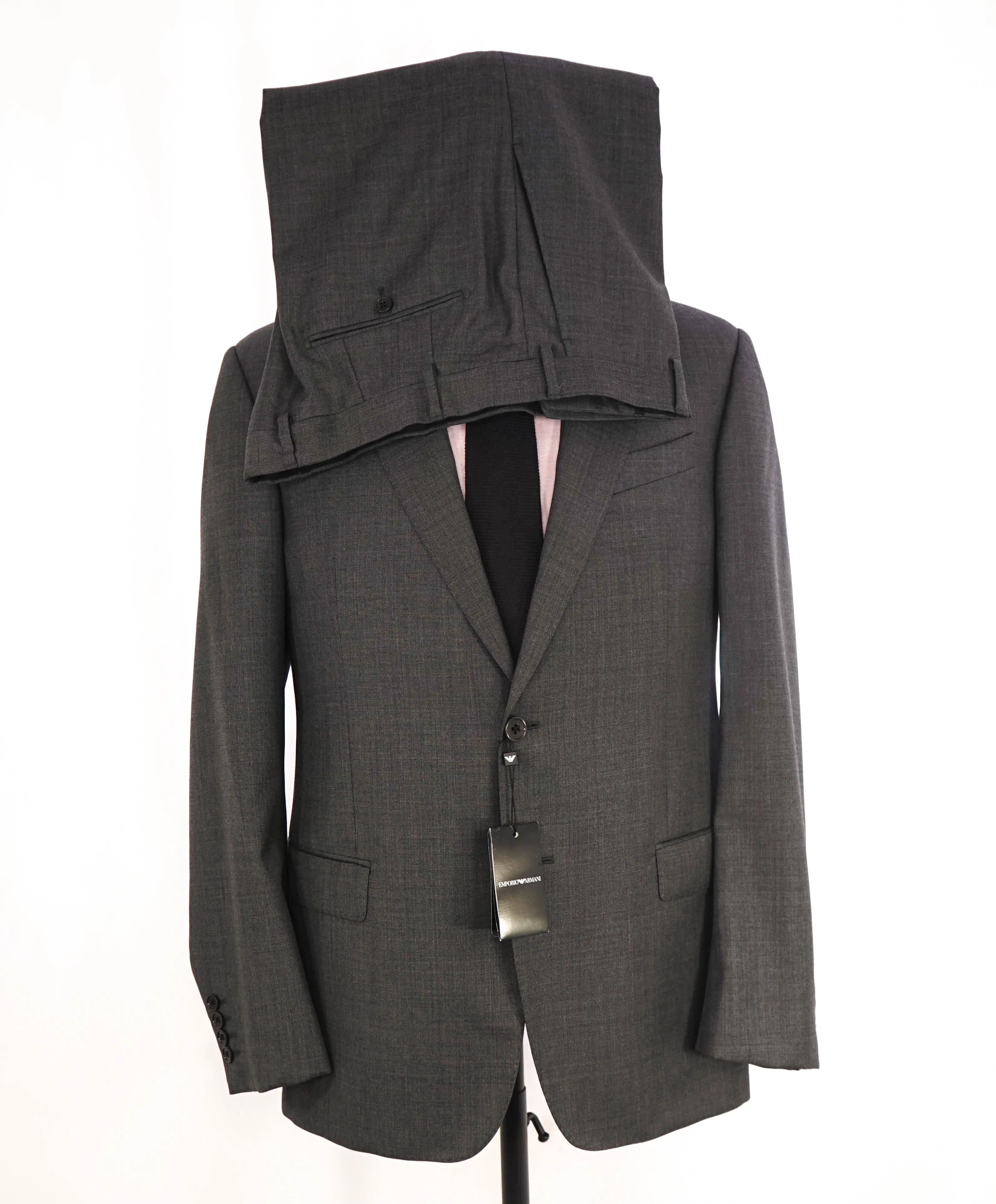 $1,995 EMPORIO ARMANI - “G LINE” Gray 1-Btn Notch Lapel 130's Suit - 42R