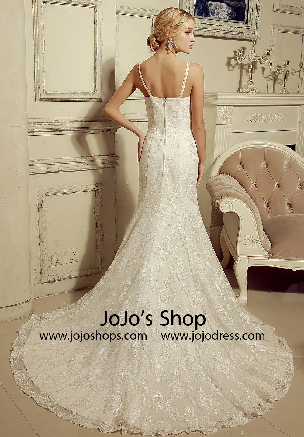 2 Piece Lace Mermaid Wedding Dress with Lace Cape | HL1024