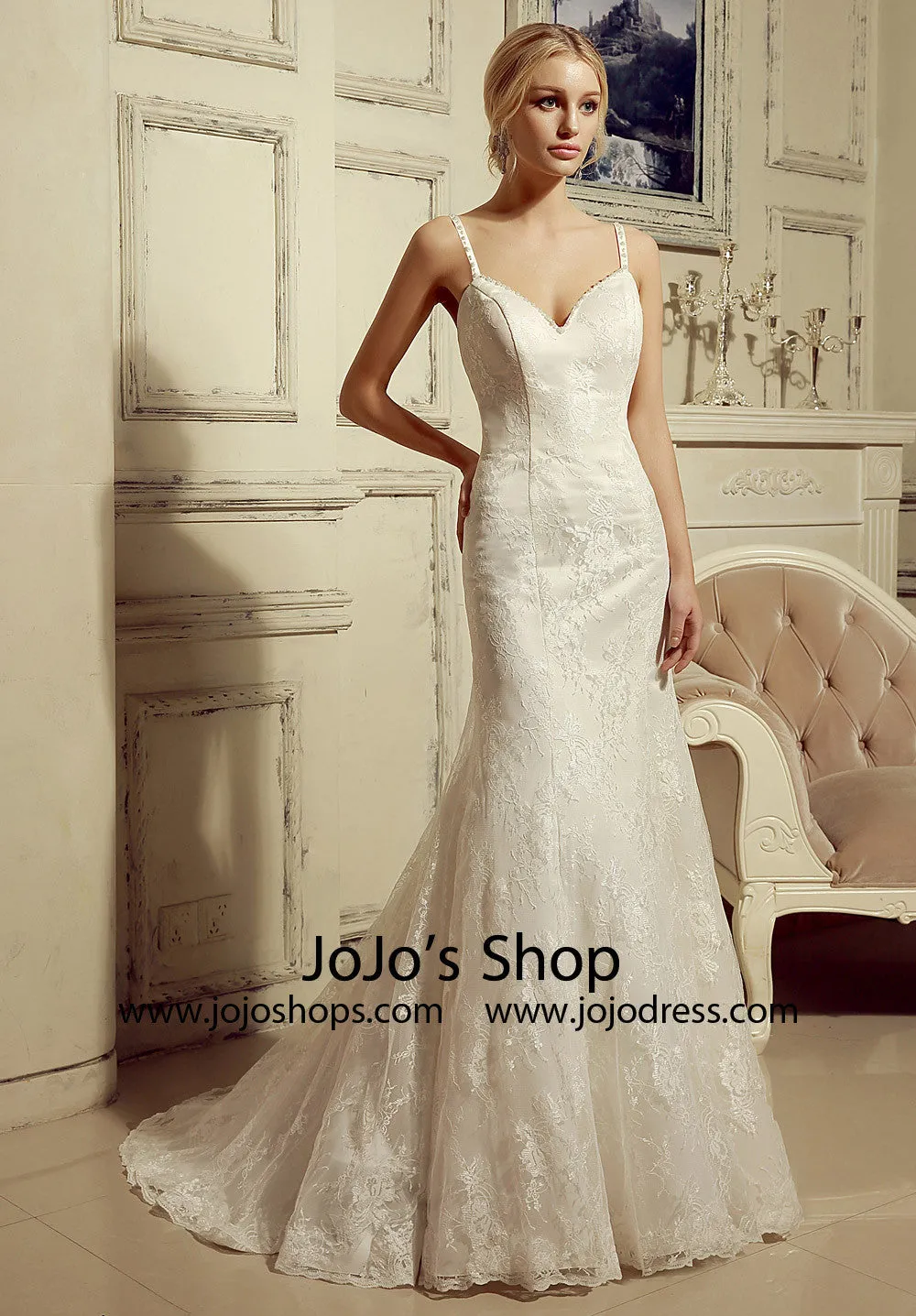 2 Piece Lace Mermaid Wedding Dress with Lace Cape | HL1024