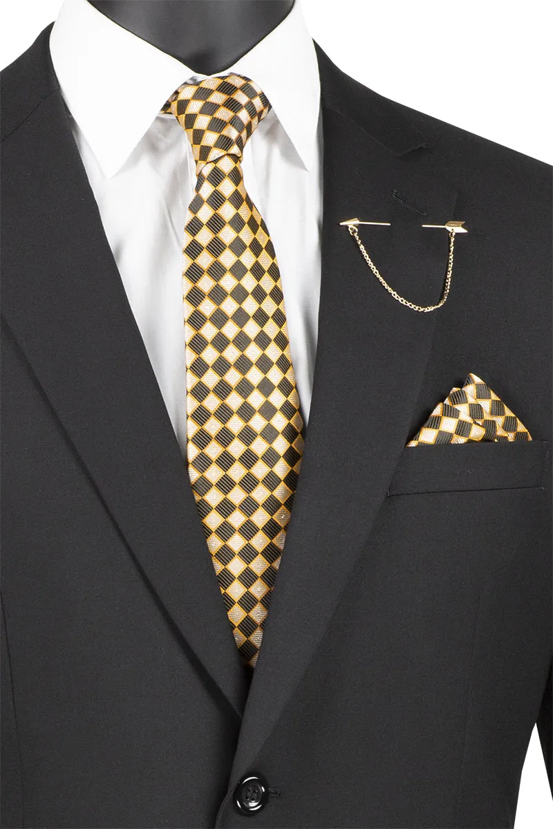2 Piece Suit with 2″ Adjustable Waist Band (Black) F-2C900