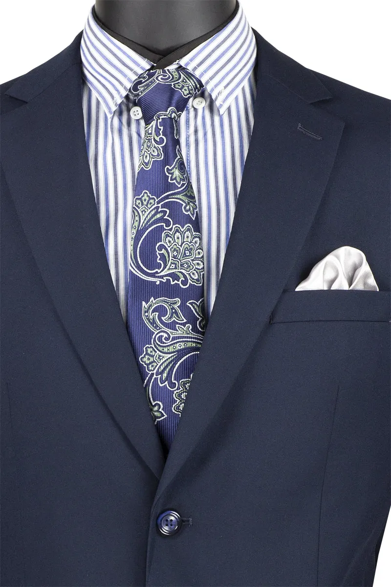 2 Piece Suit with 2″ Adjustable Waist Band (Navy) F-2C900