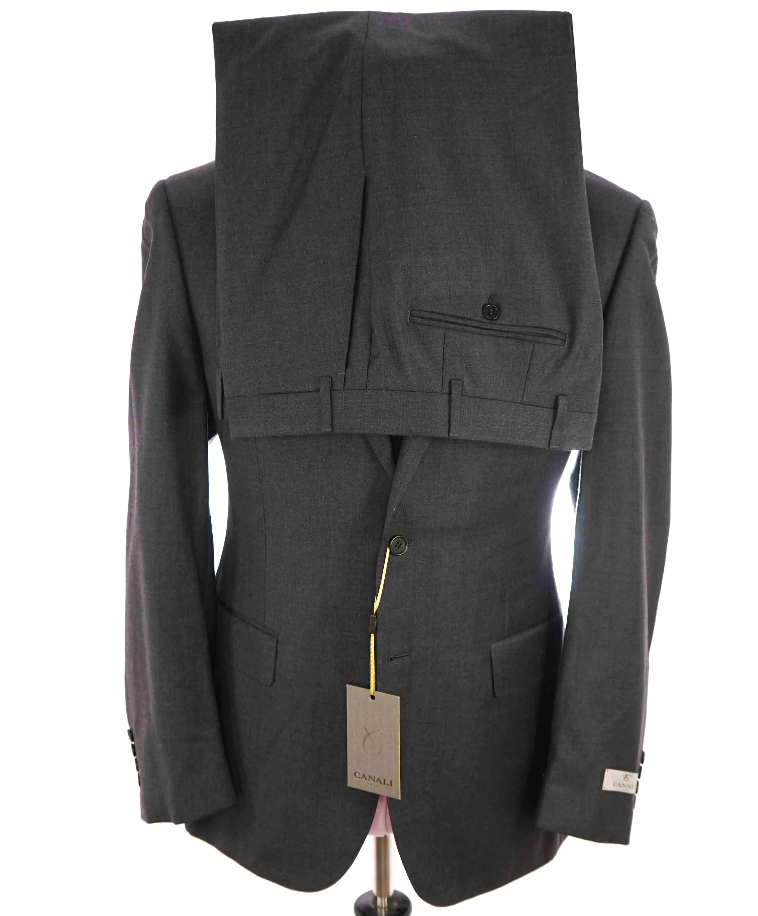 $2,000 CANALI - Charcoal Gray *CLOSET STAPLE* Notch Lapel Suit - 44R