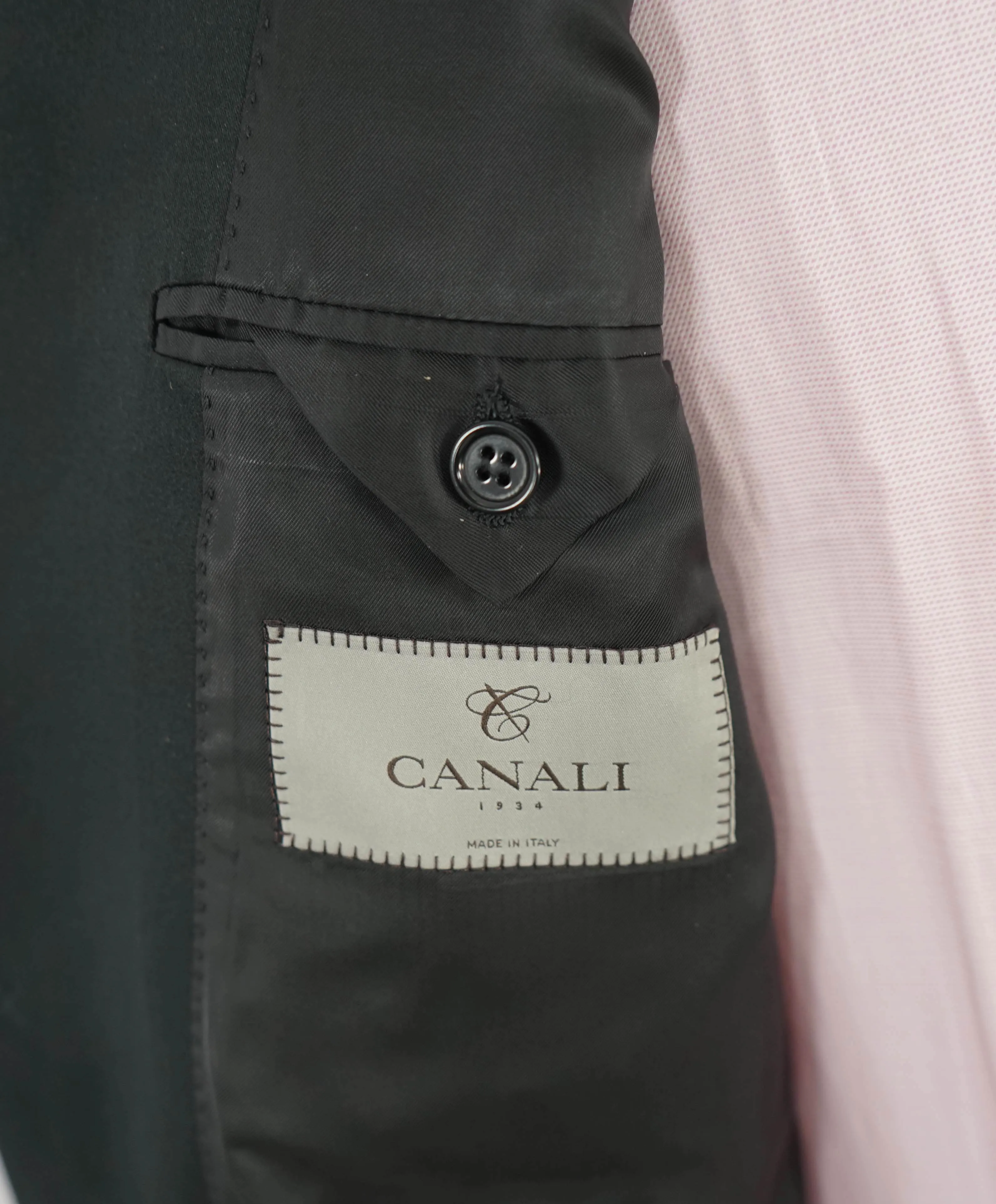 $2,195 CANALI - Black *CLOSET STAPLE* Notch Lapel DOUBLE BREASTED Tuxedo Suit - 42R