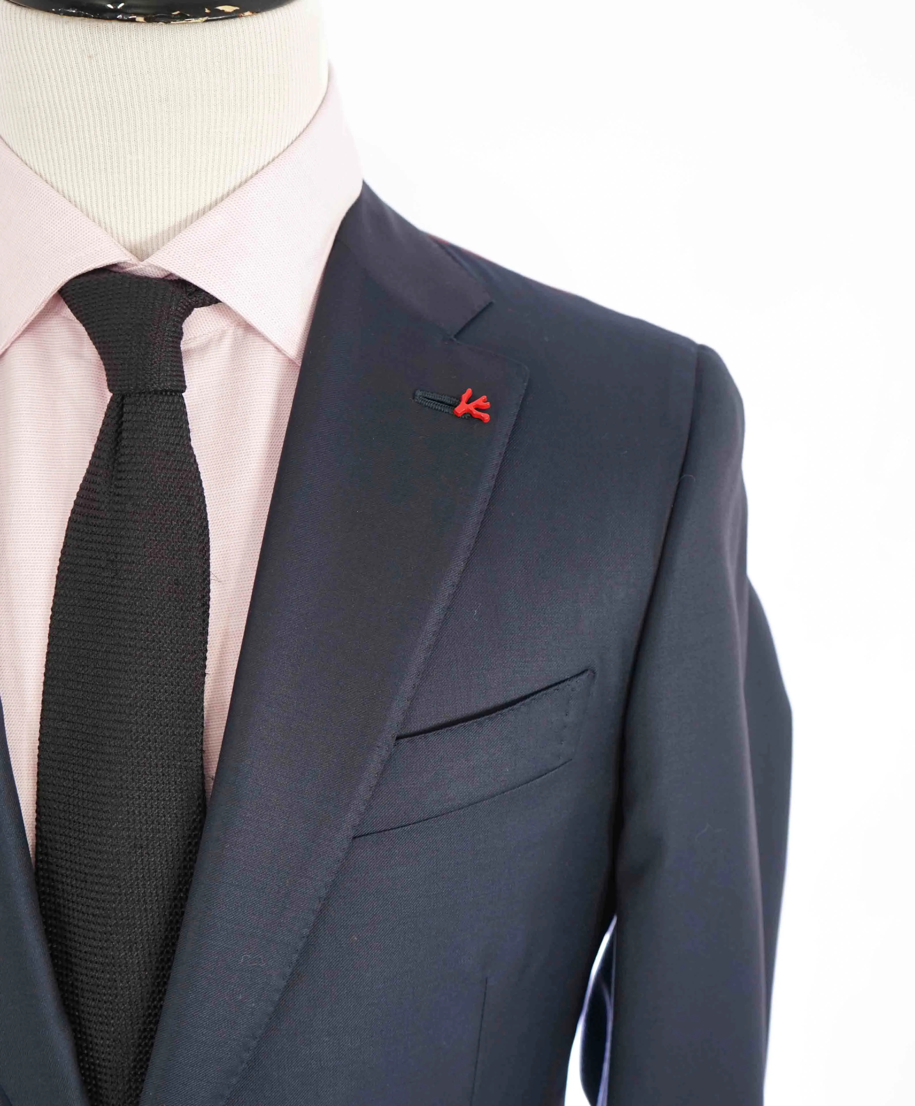 $3,750 ISAIA - Navy Blue "AQUASPIDER" *CLOSET STAPLE* Coral Pin Suit - 42R