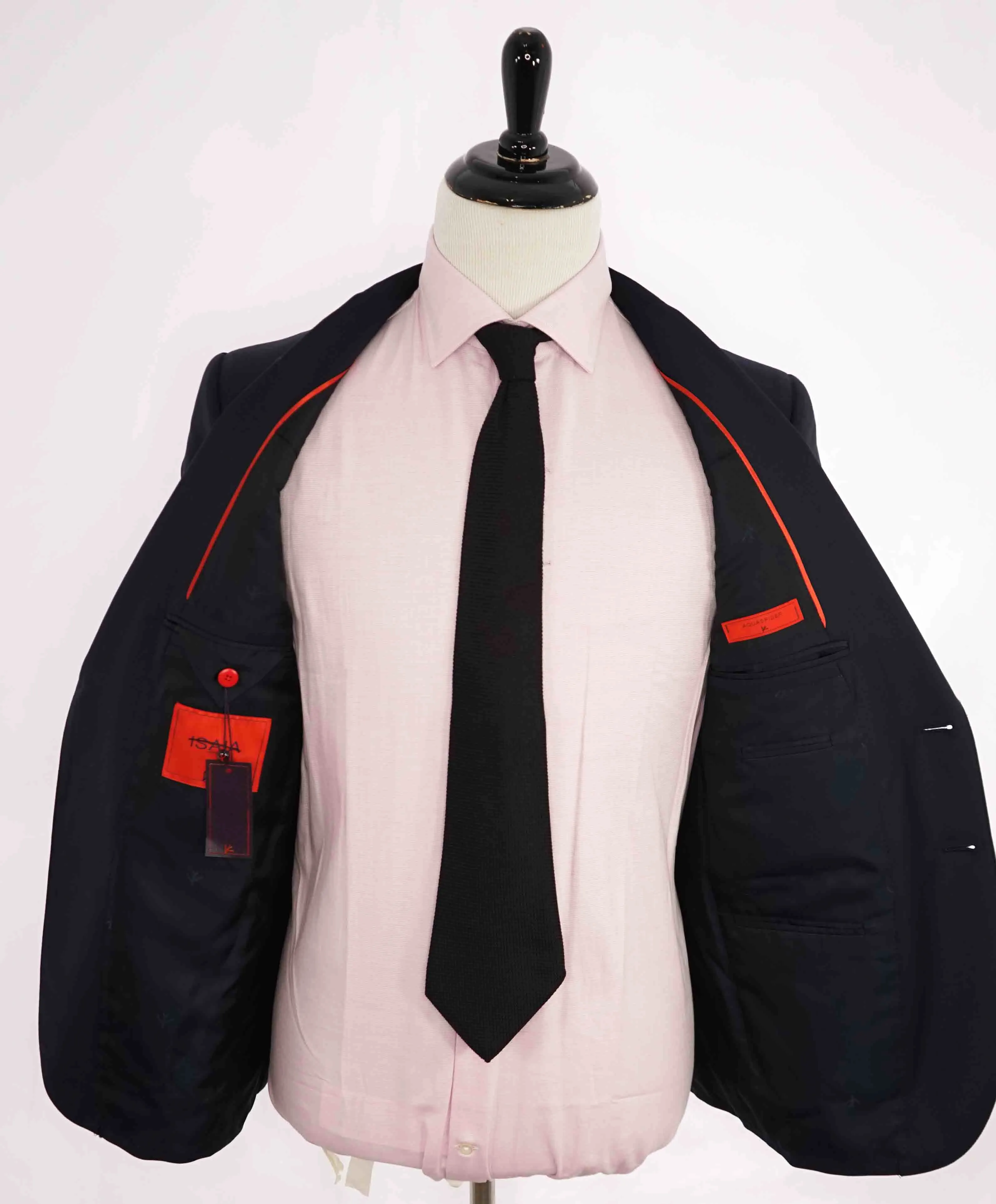 $3,750 ISAIA - Navy Blue "AQUASPIDER" *CLOSET STAPLE* Coral Pin Suit - 42R