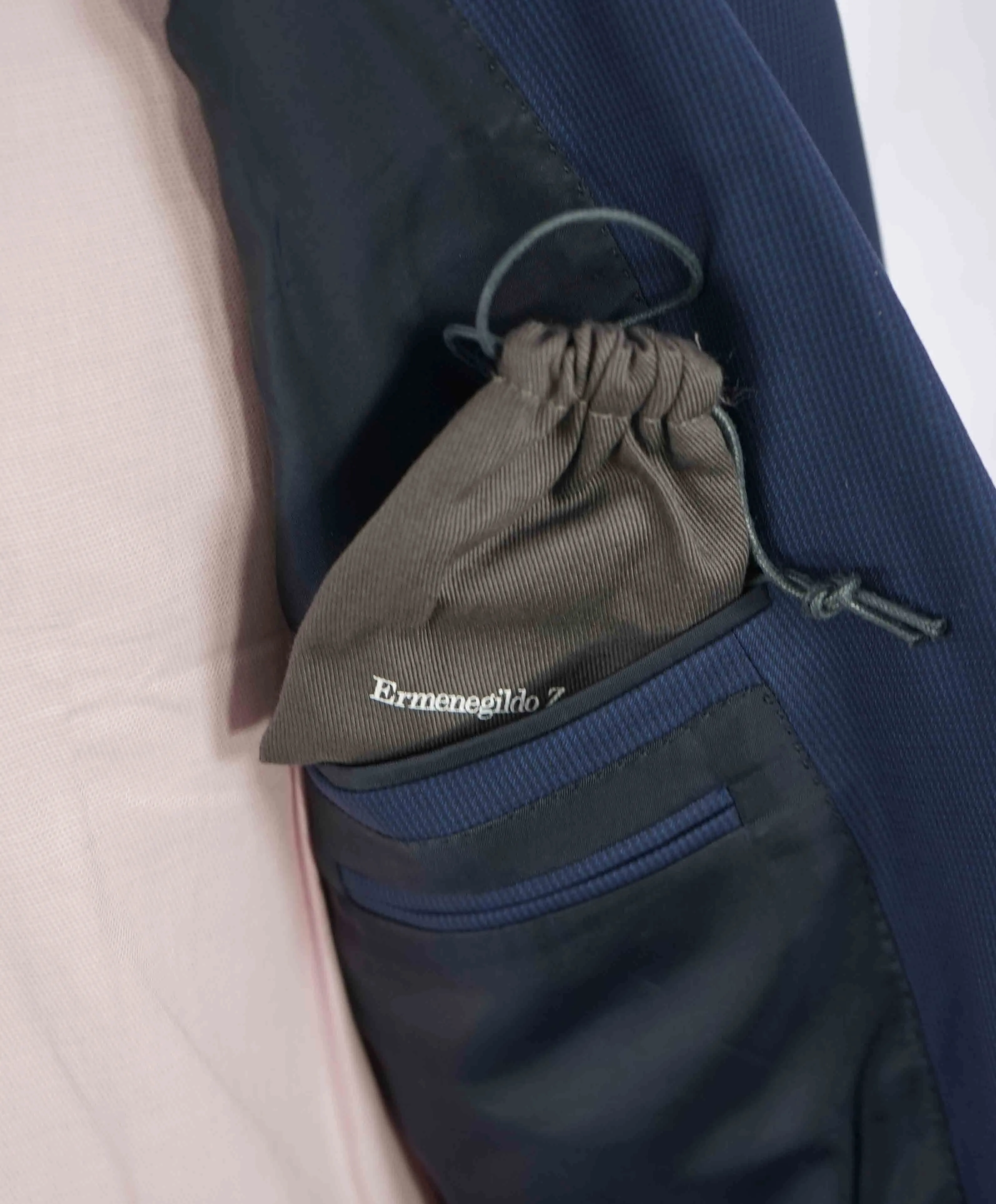 $3,990 ERMENEGILDO ZEGNA - "15 MILMIL 15" Blue Textured Premium Suit - 48R