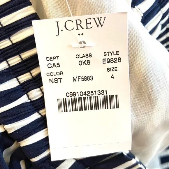 4 J. Crew Merchandile Navy Striped Pleated Skirt