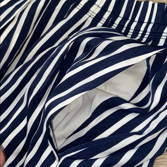 4 J. Crew Merchandile Navy Striped Pleated Skirt