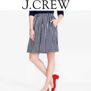 4 J. Crew Merchandile Navy Striped Pleated Skirt