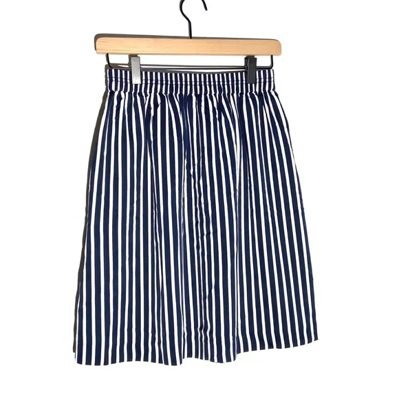 4 J. Crew Merchandile Navy Striped Pleated Skirt