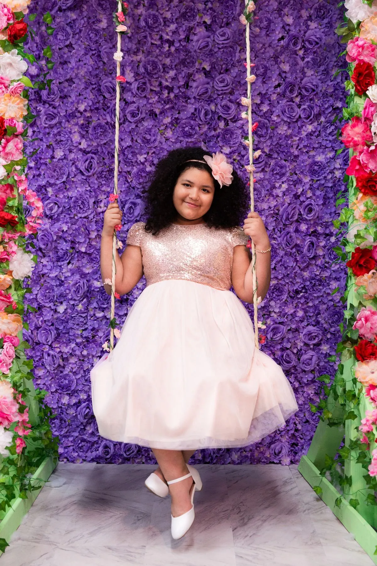 410  Sequin Mesh Pleated Plus Size Girl Dress