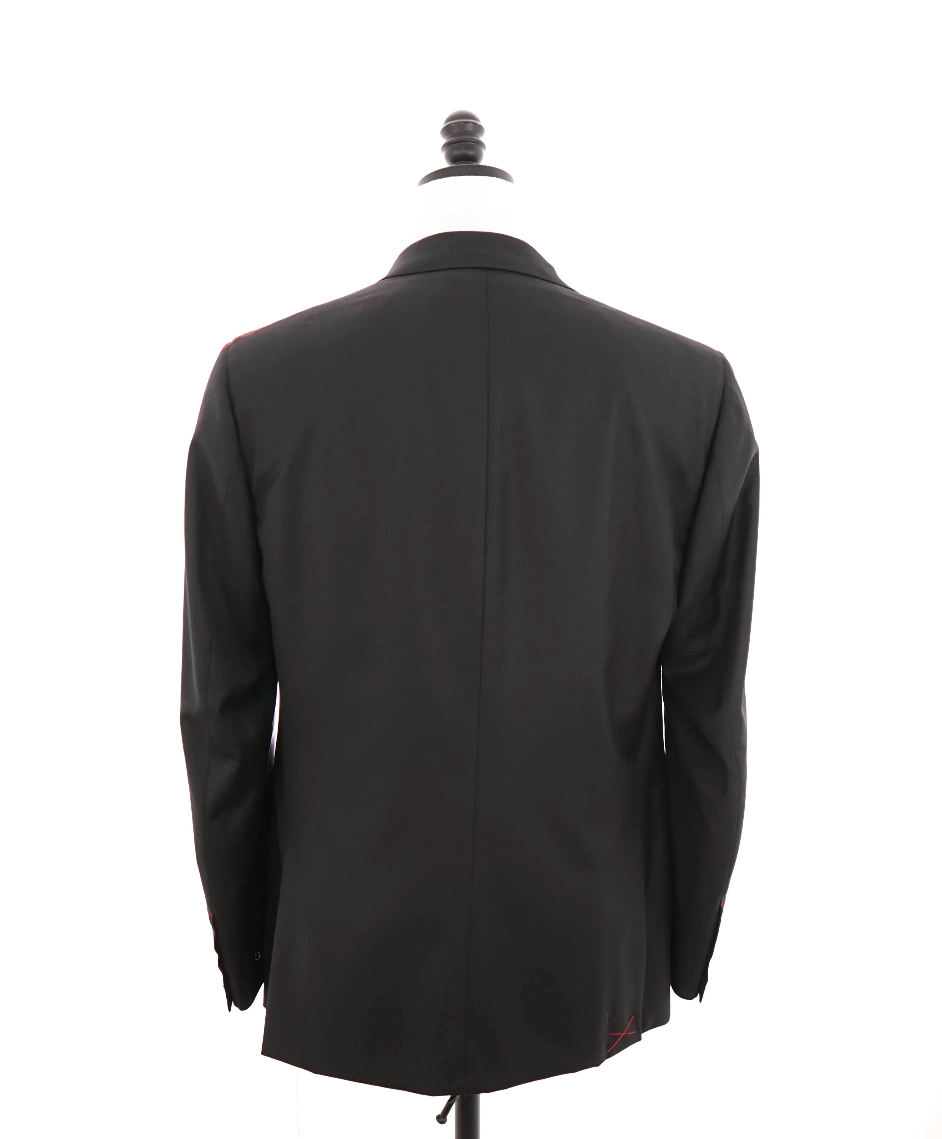 $4,595 ISAIA - "AQUASPIDER" Satin PEAK LAPEL Black Wool Tuxedo - 44R