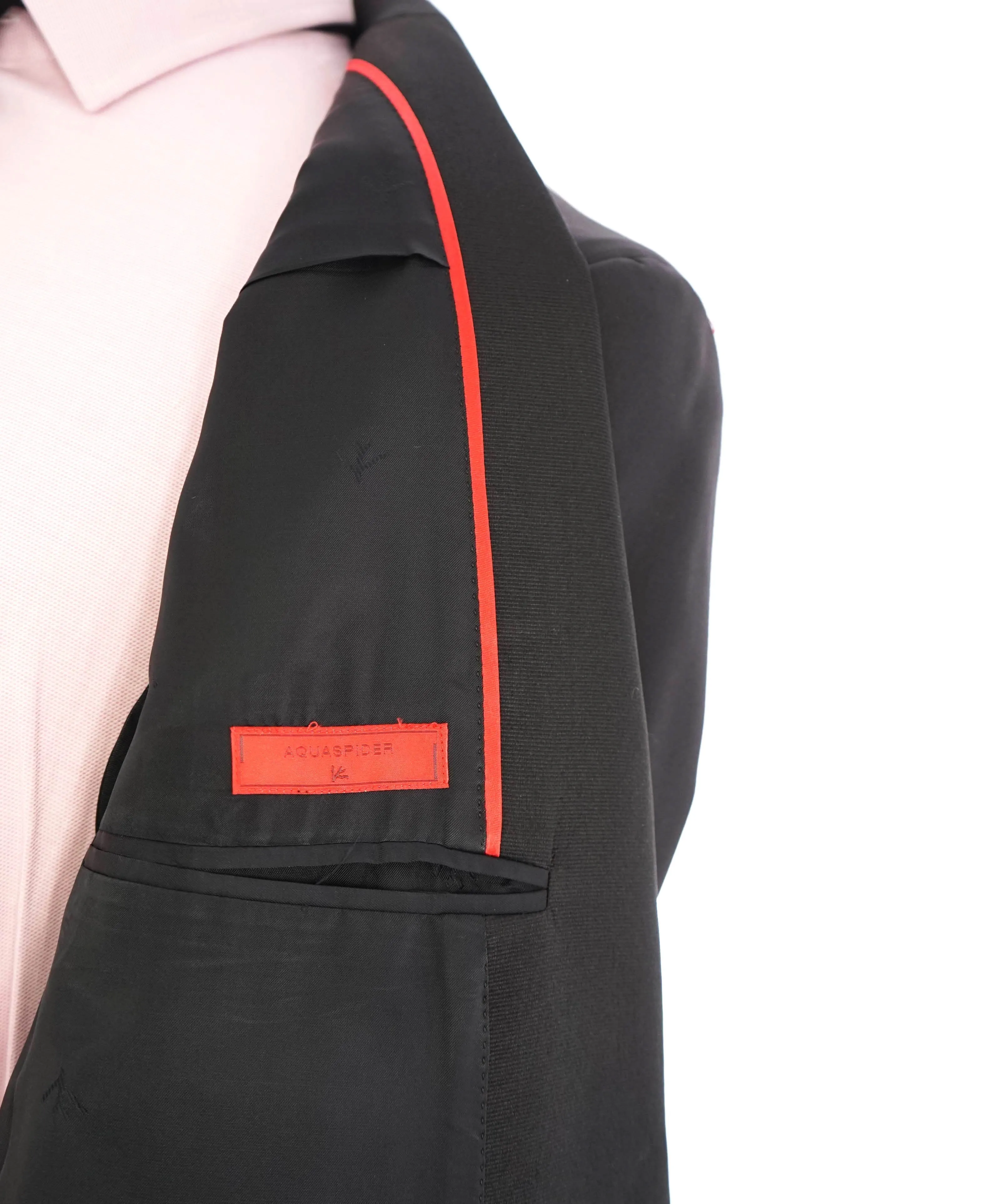 $4,595 ISAIA - "AQUASPIDER" Satin PEAK LAPEL Black Wool Tuxedo - 44R