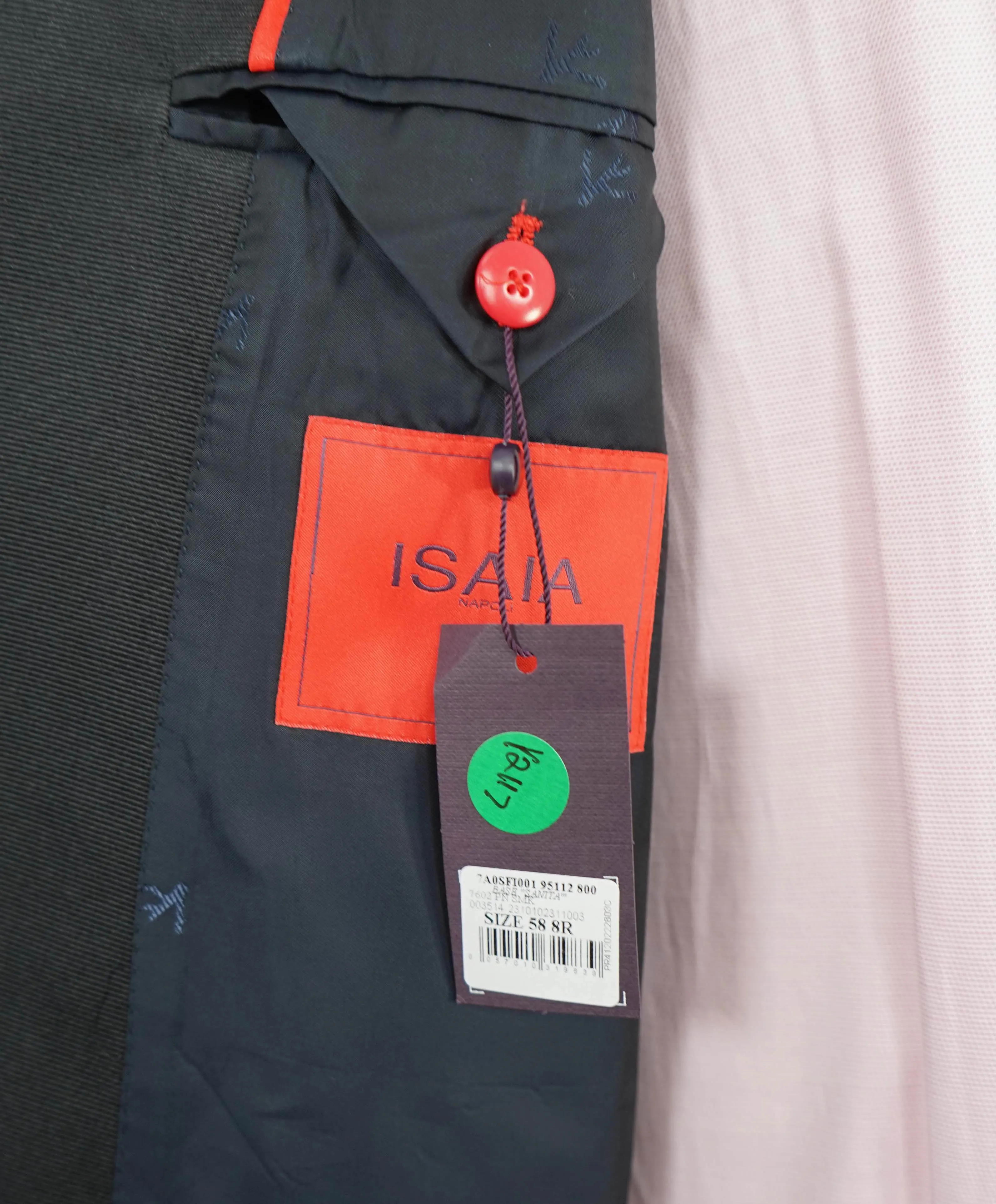 $4,595 ISAIA - "AQUASPIDER" Satin PEAK LAPEL Navy Blue Wool Tuxedo - 48R