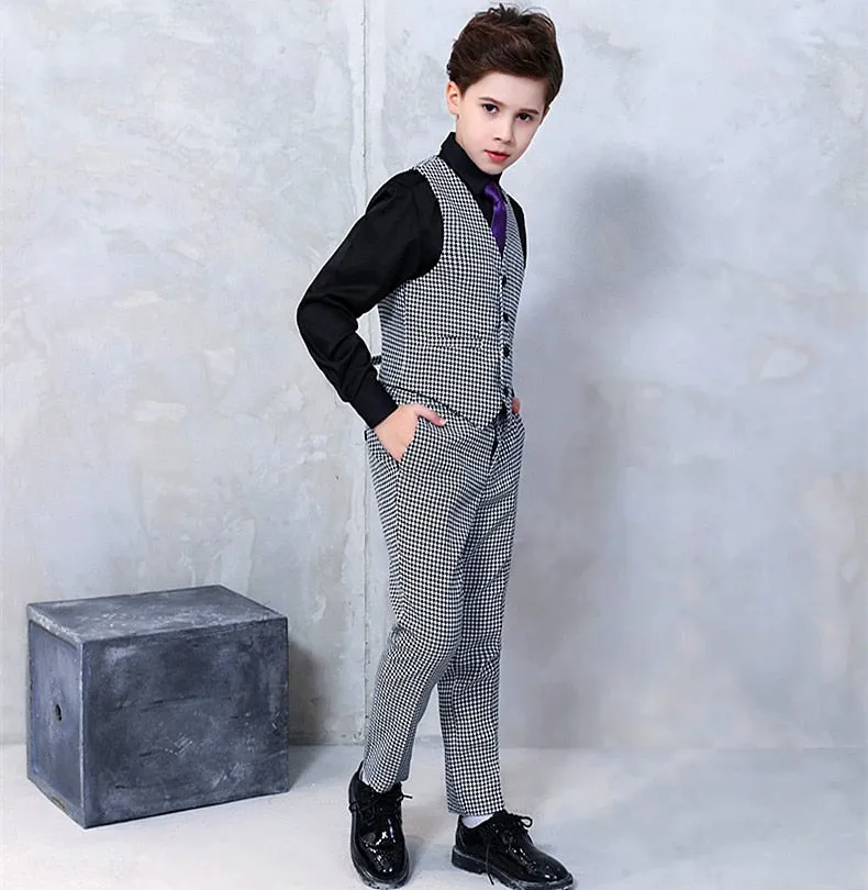 6-Piece Checker Double-Breasted Suit