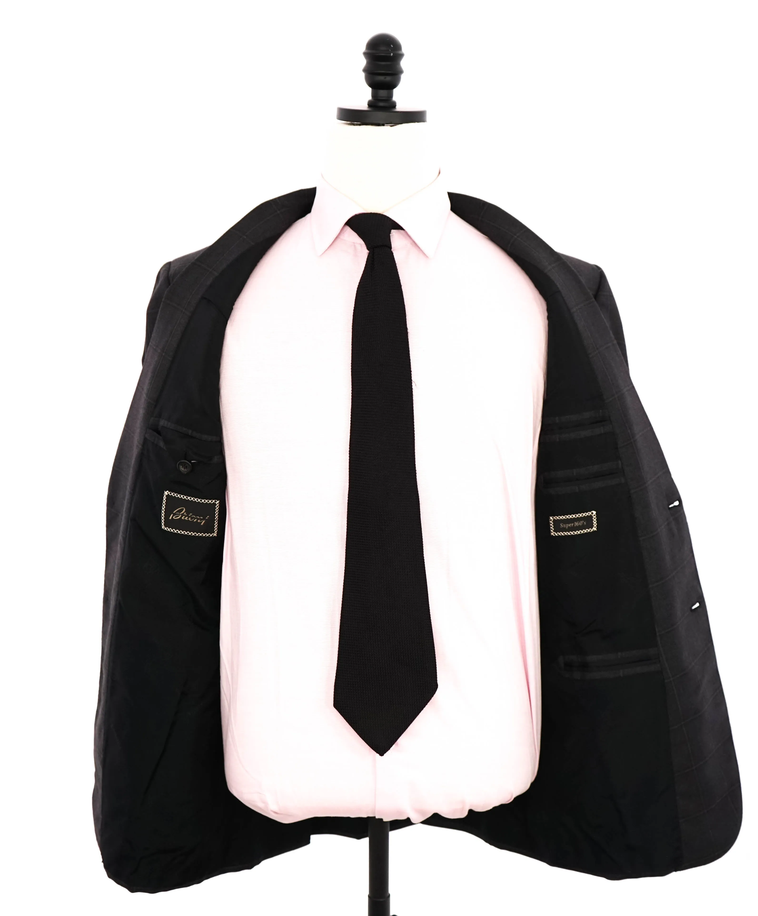 $6700 BRIONI - Gray Chalk Windowpane Super 160's Suit - 40R