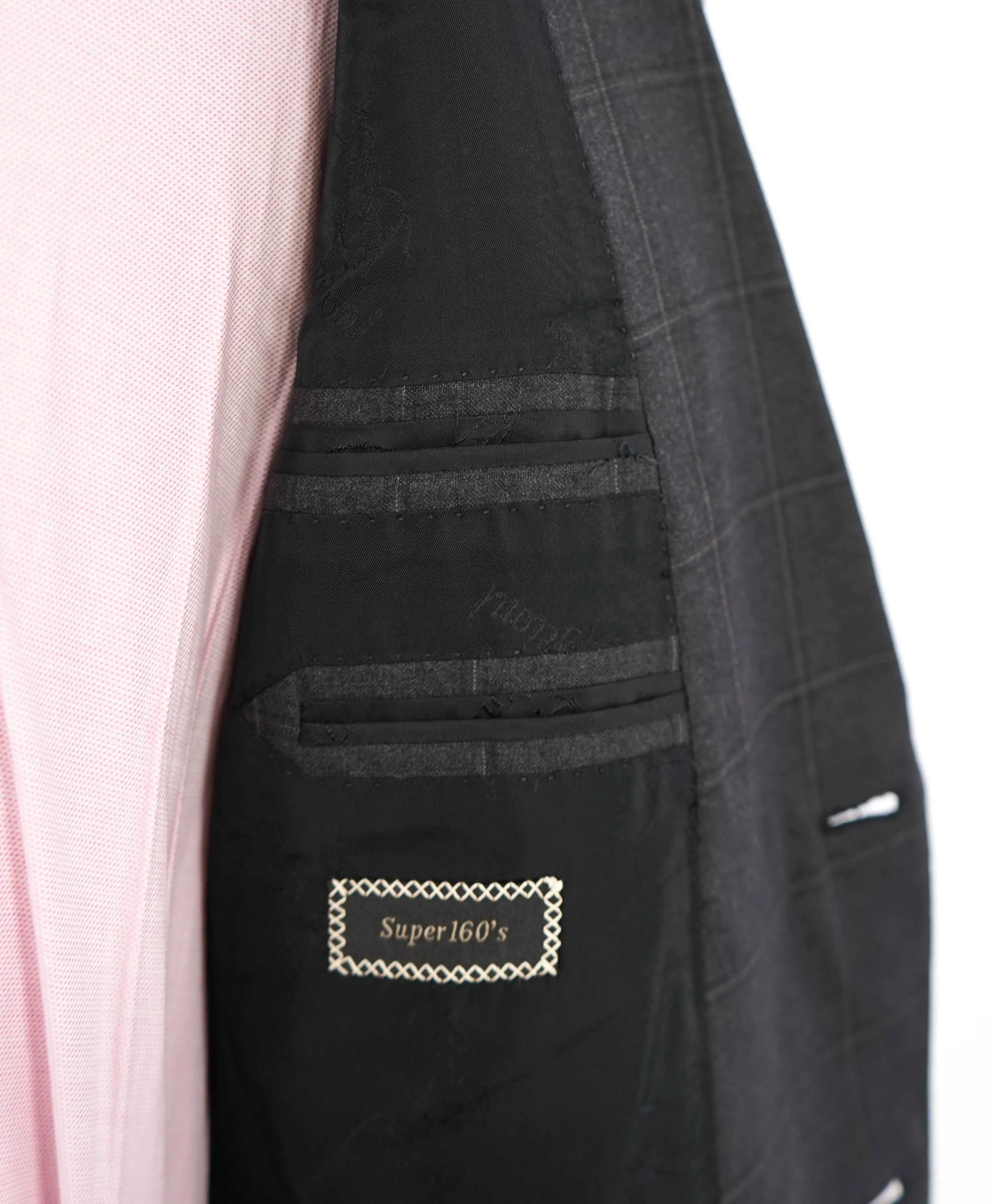 $6700 BRIONI - Gray Chalk Windowpane Super 160's Suit - 40R