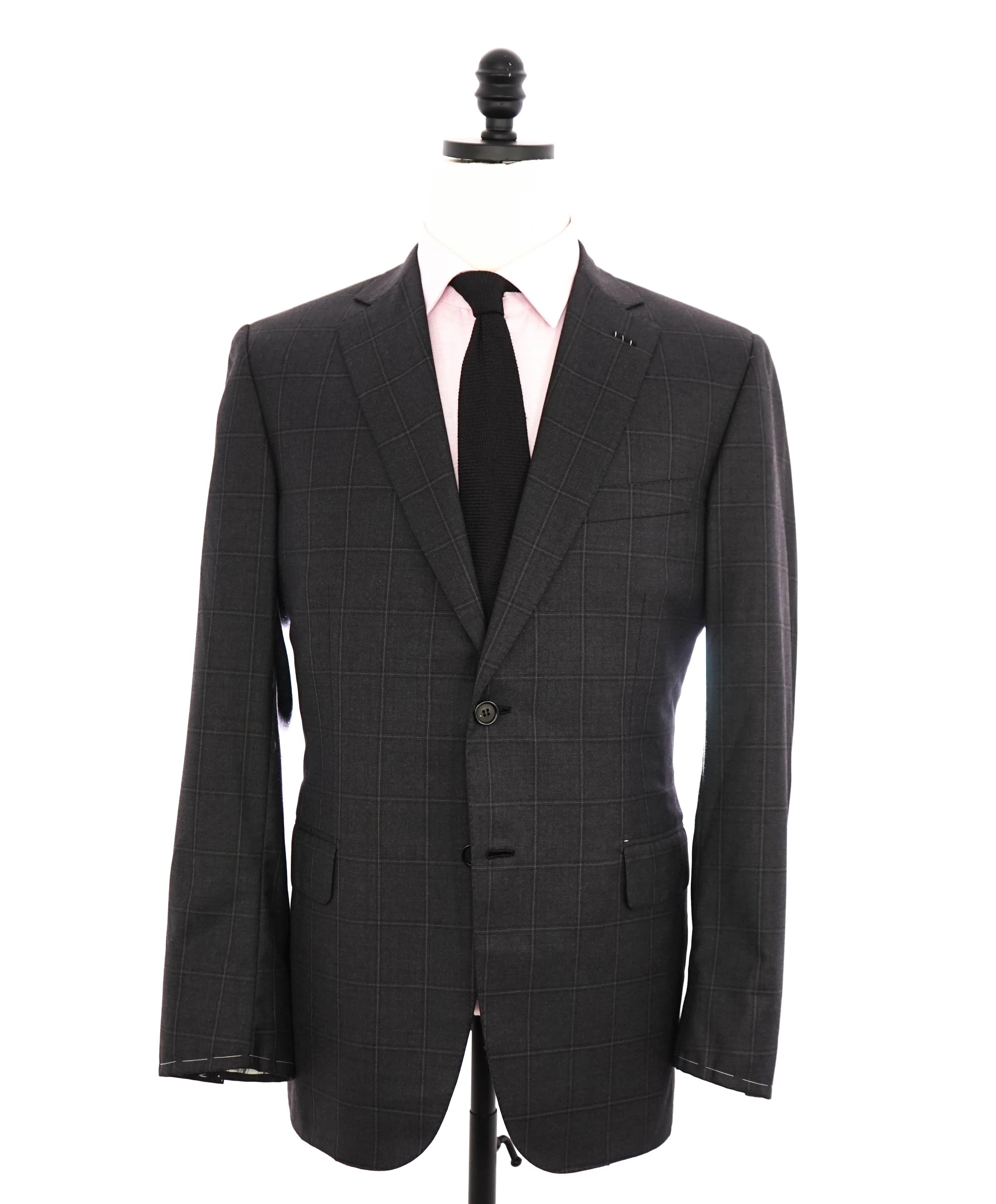 $6700 BRIONI - Gray Chalk Windowpane Super 160's Suit - 40R
