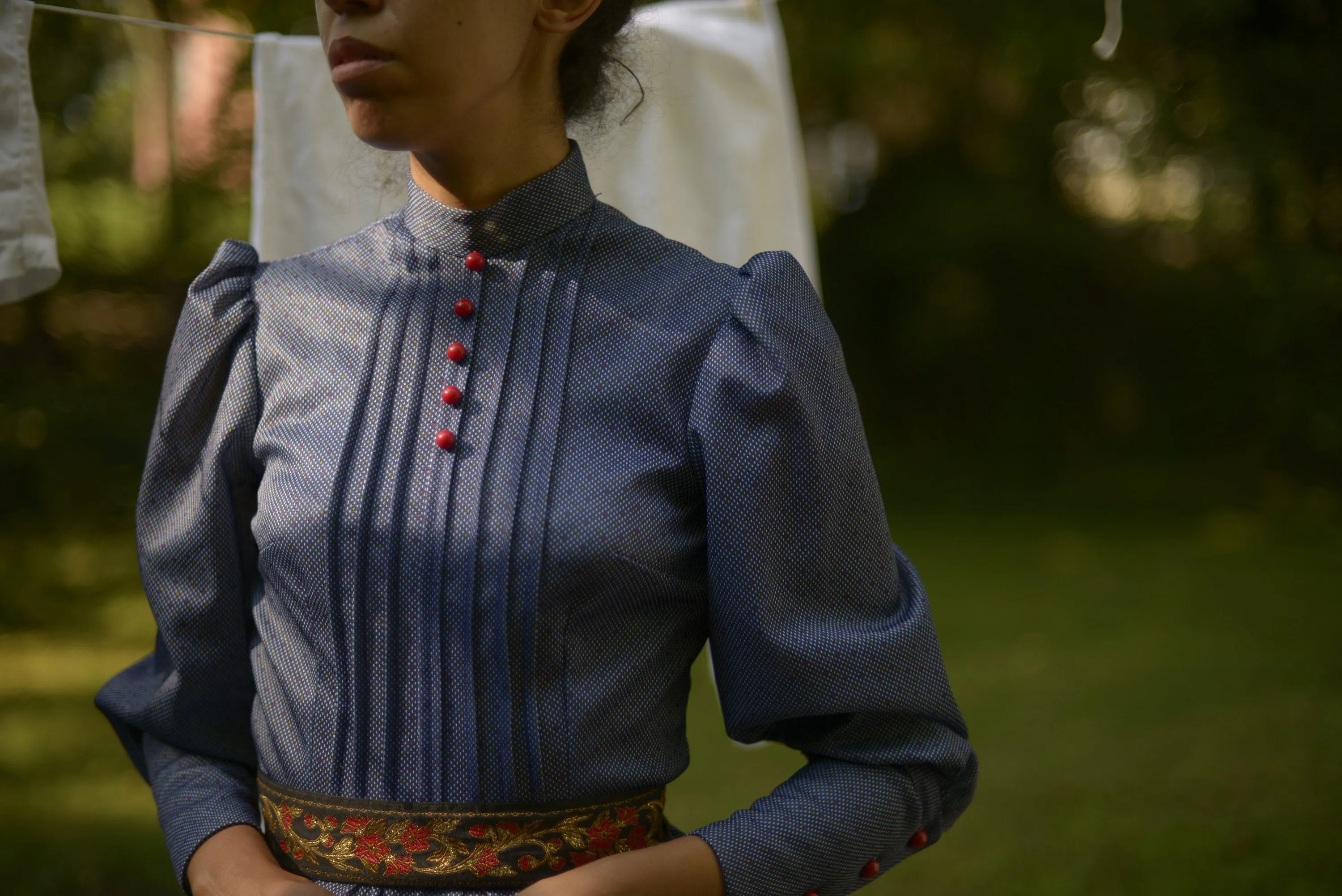 70s handmade mutton sleeve fit and flare midi dress // small-medium