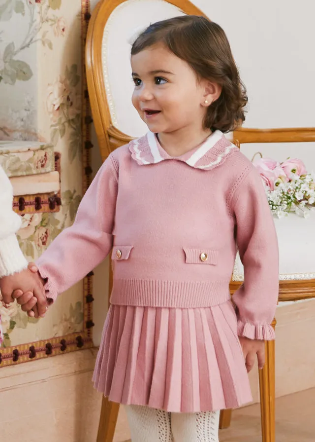Abel & Lula 5516 Rose Pleated Knit Skirt Set In Stock Now