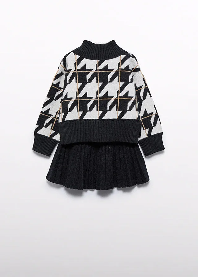 Abel & Lula 5547 Black Pleated Knit Skirt Set In Stock Now