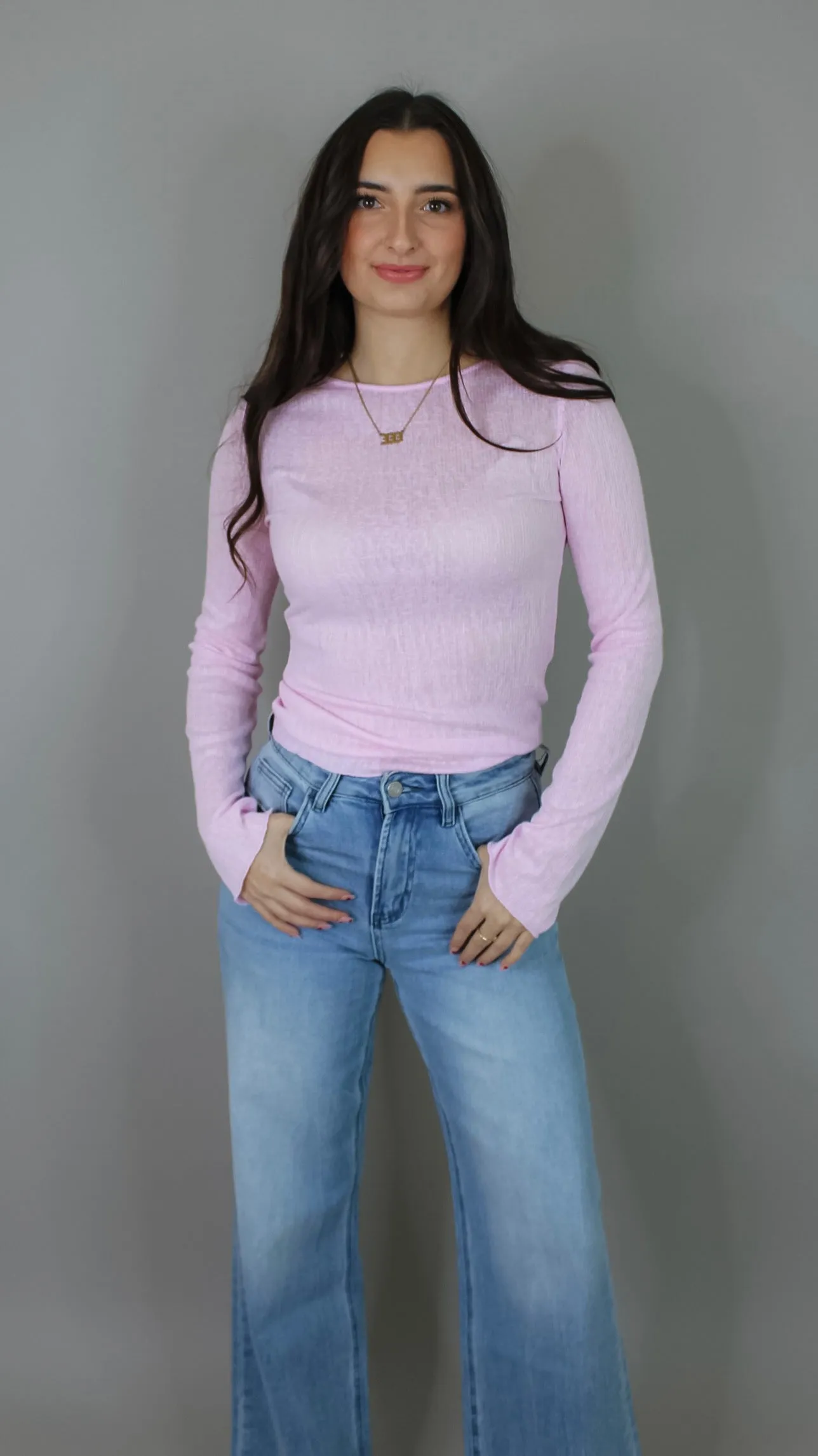 Addison Long Sleeve Top - Pink
