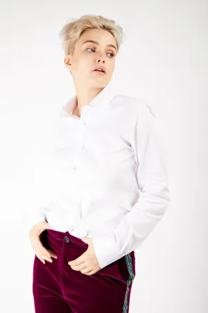 Adrian Classic White Button Up Shirt with Sculpture Buttons