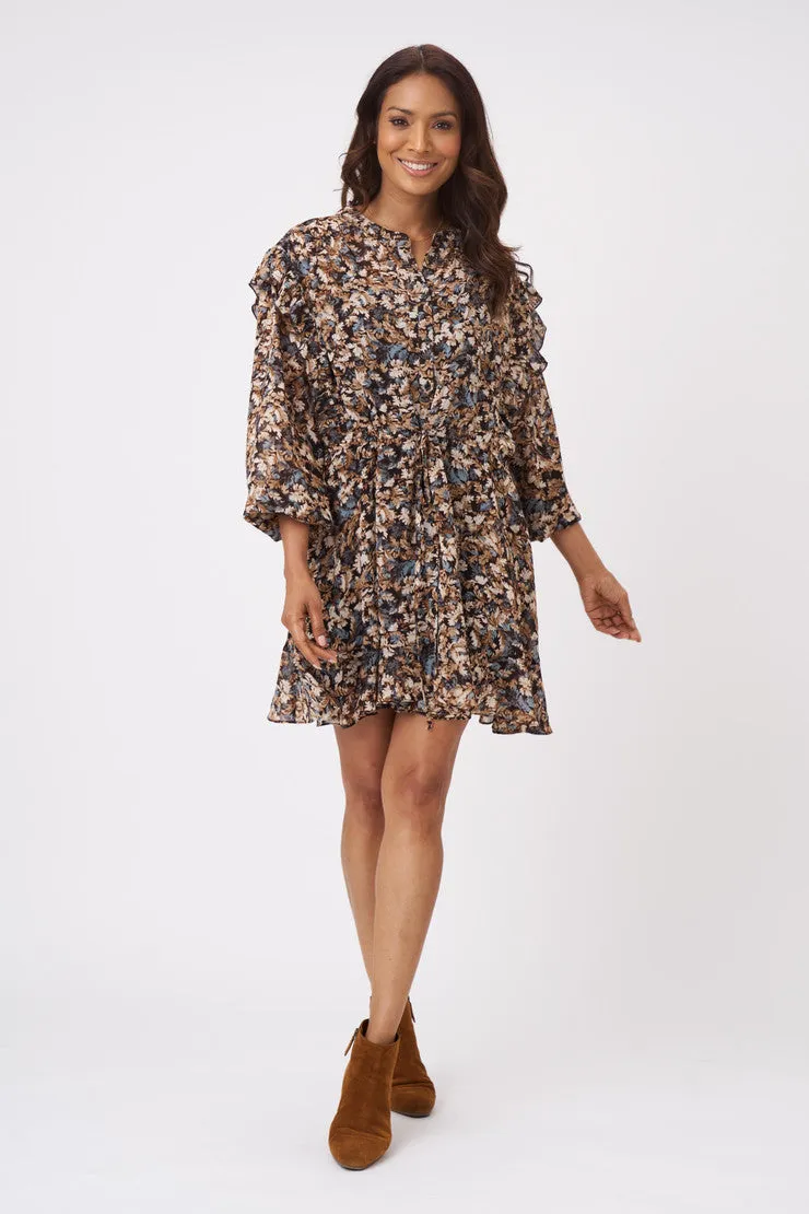 Adult Long Sleeve Black Floral Dress..