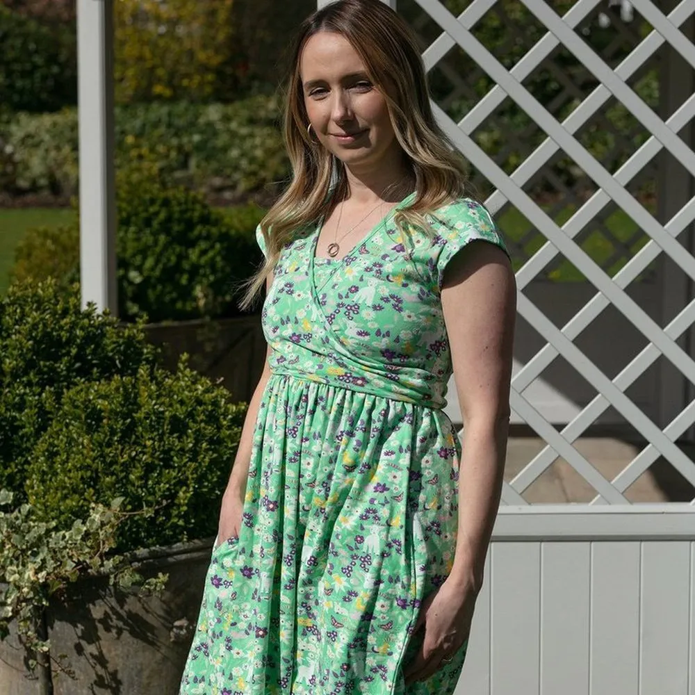 Adult Organic Wrap Dress - Spring Meadow
