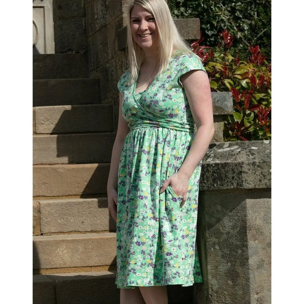 Adult Organic Wrap Dress - Spring Meadow
