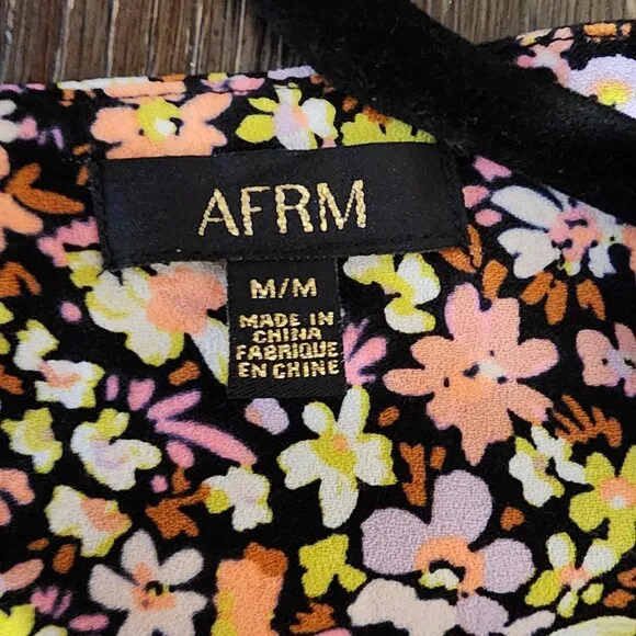 AFRM Womens Crepe Tiered Fit &amp; Flare Dress NWT Black Med