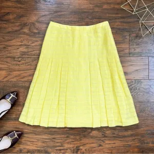 Akris Punto • yellow linen / silk skirt pleated striped full midi