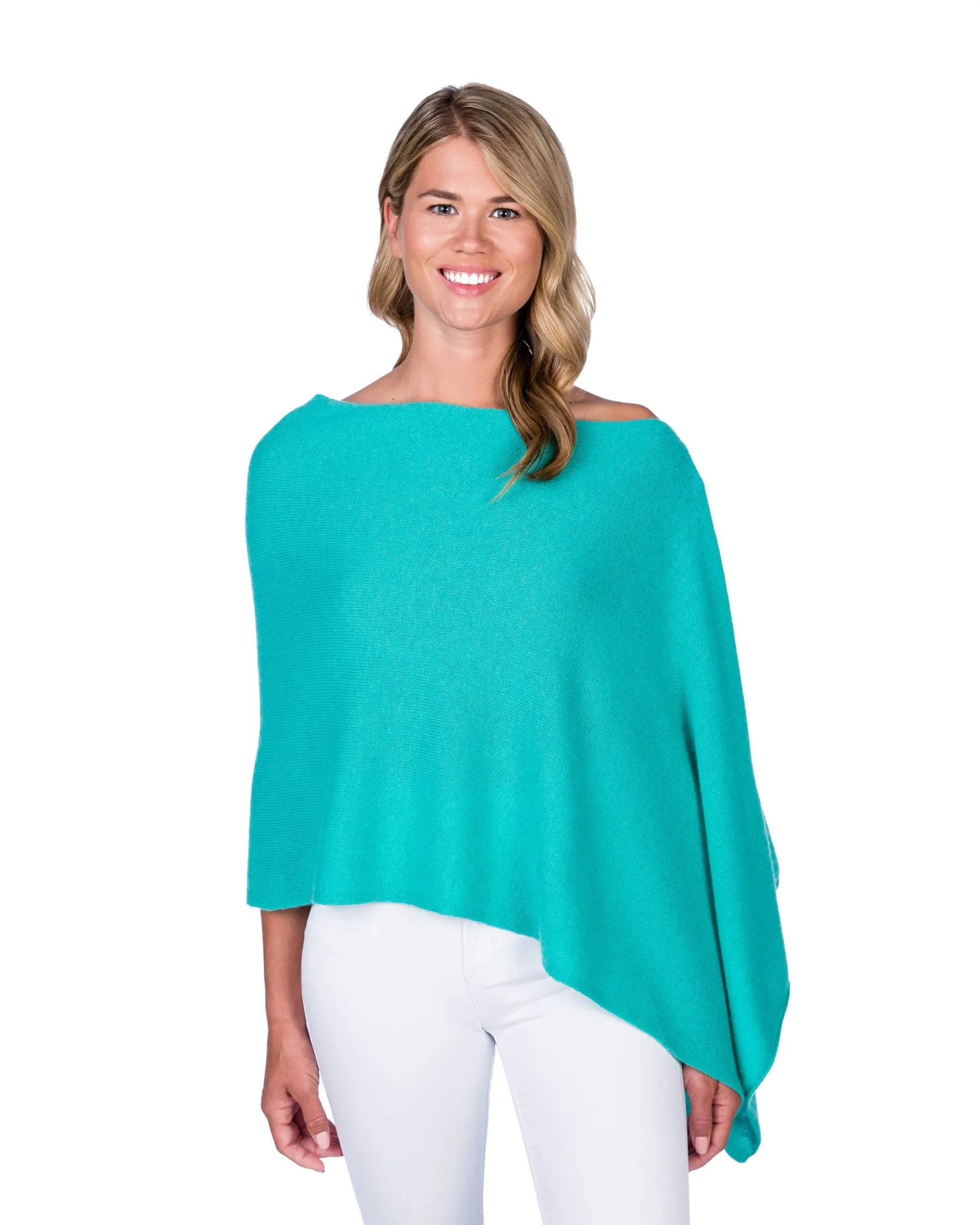 Alashan 100% Cashmere Dress Topper Poncho - Seashore