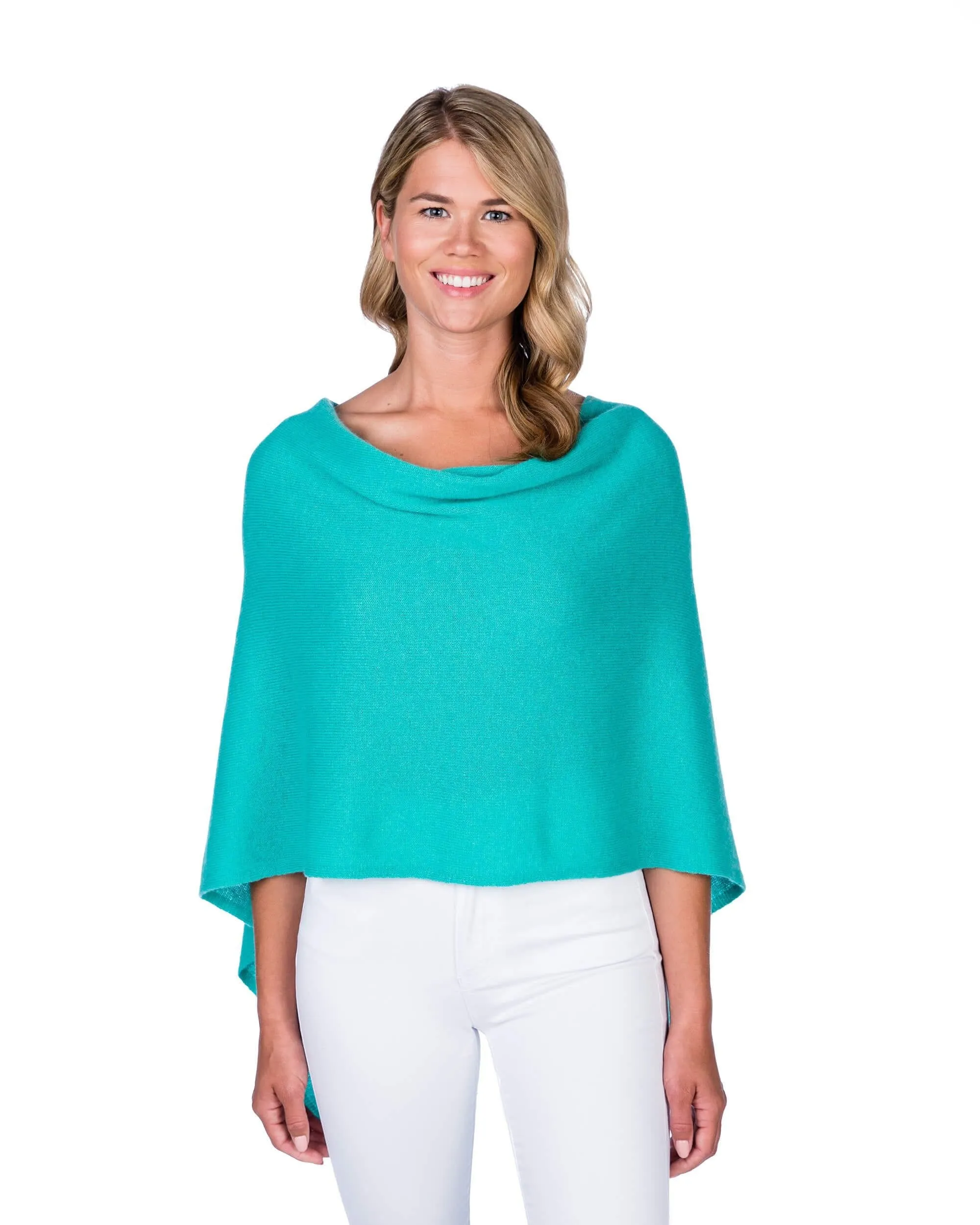 Alashan 100% Cashmere Dress Topper Poncho - Seashore
