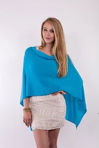 Alashan 100% Cashmere Dress Topper Poncho - Seashore