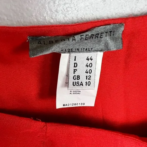Alberta Ferretti Red Orange Rust “A-Line” Dressy Maxi Skirt