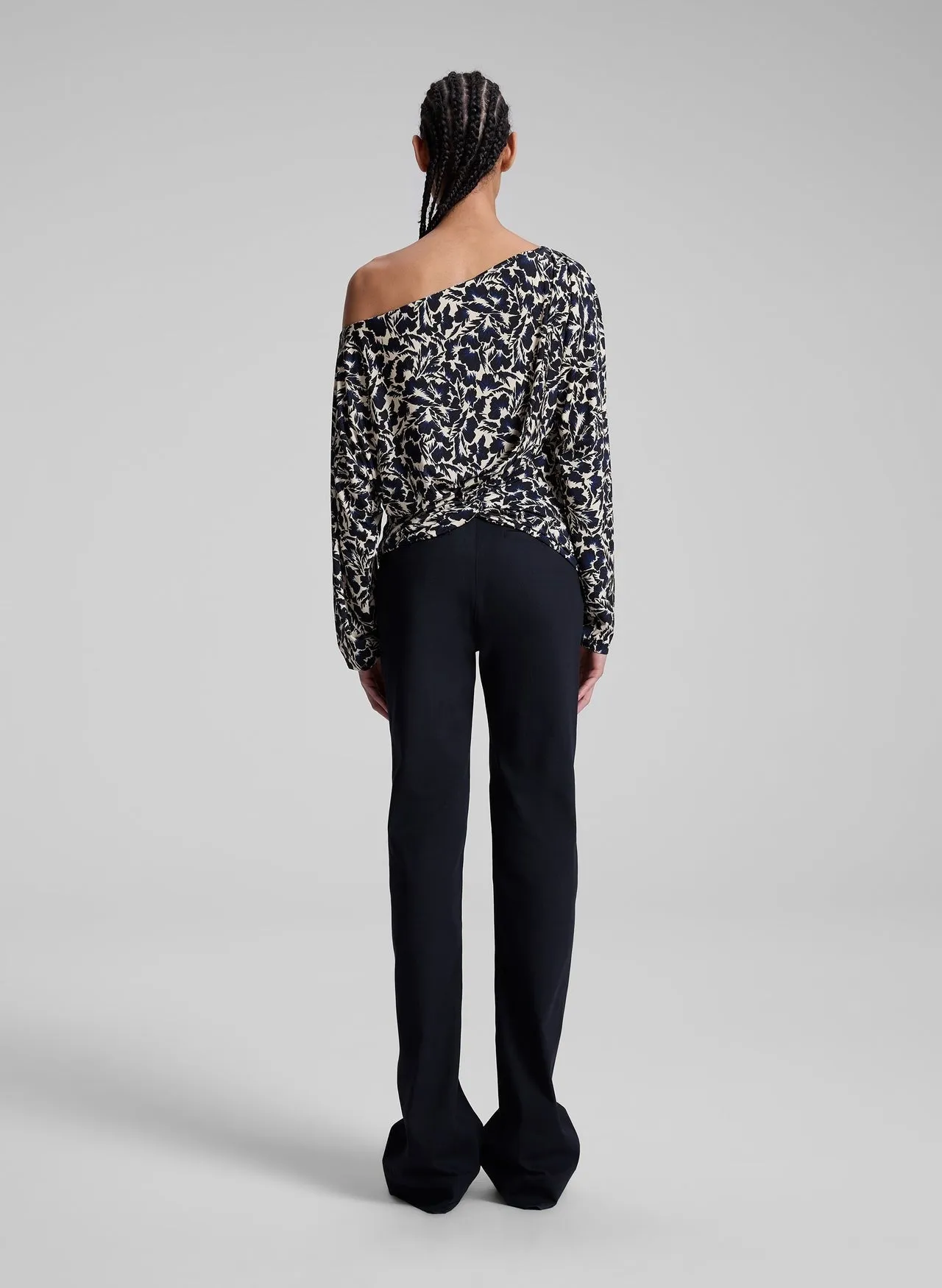 A.L.C. Tyler One Shoulder Jersey Top in Navy/Cream