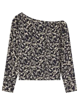 A.L.C. Tyler One Shoulder Jersey Top in Navy/Cream