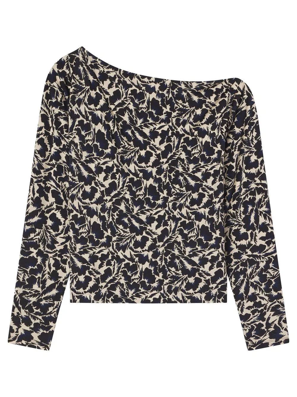 A.L.C. Tyler One Shoulder Jersey Top in Navy/Cream