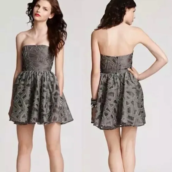 Alice Olivia Grey Kristin Strapless Gray Dress XS