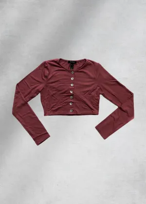 Ally Long Sleeve Crop Top - Mauve