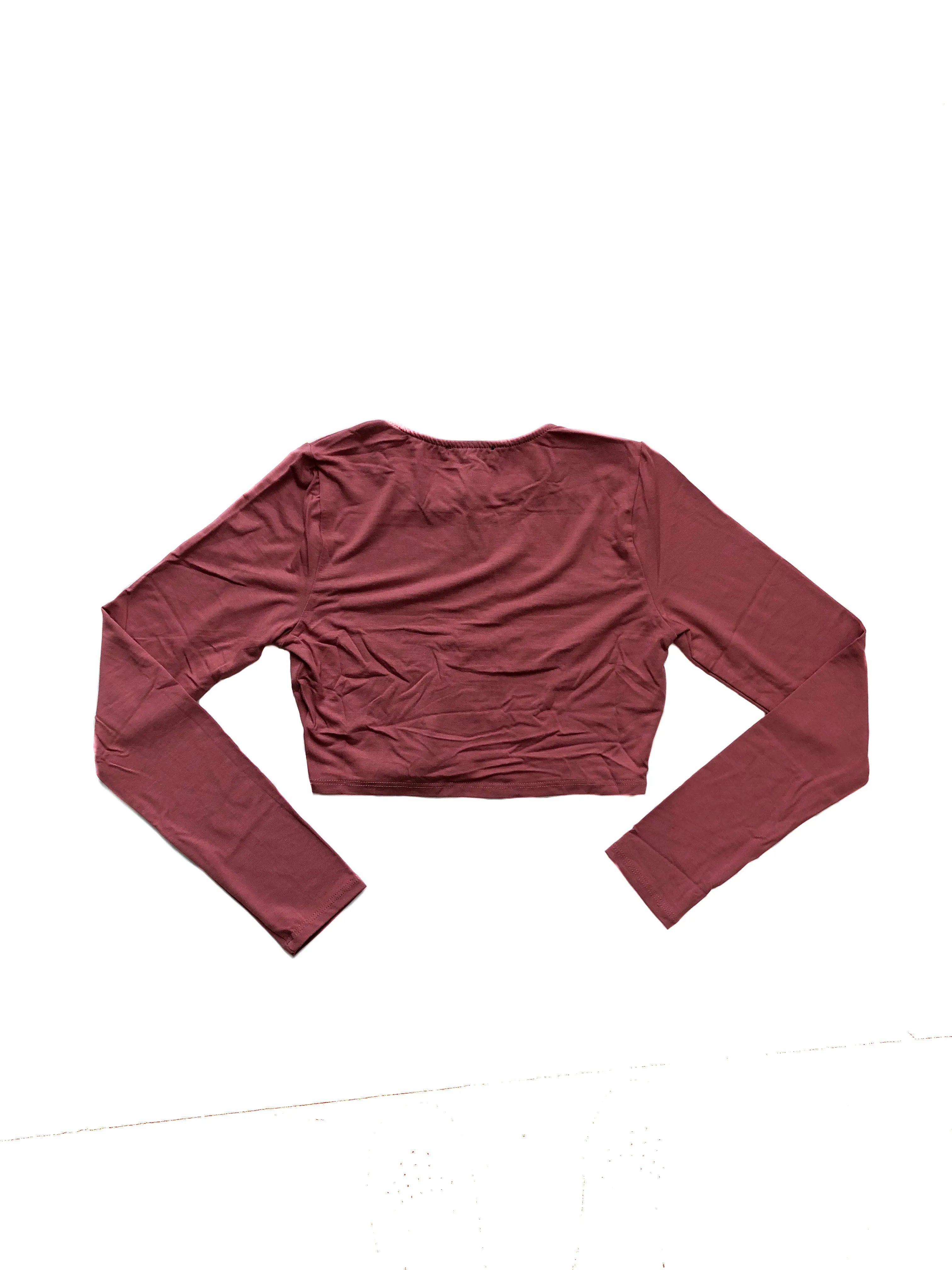 Ally Long Sleeve Crop Top - Mauve