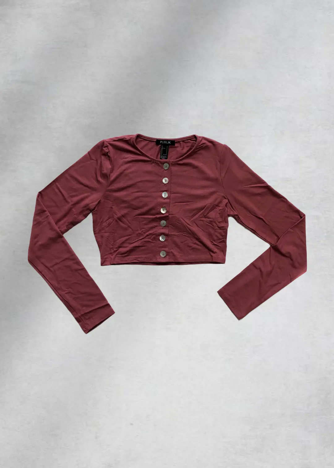 Ally Long Sleeve Crop Top - Mauve