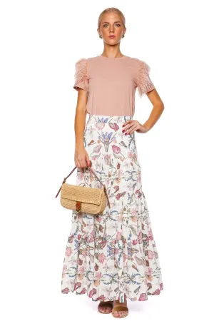 Amatista Dusty Pink Feather Trim Top