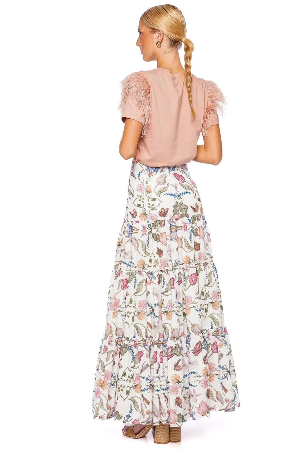 Amatista Dusty Pink Feather Trim Top