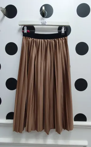 Amber Taupe Satin Pleated Skirt